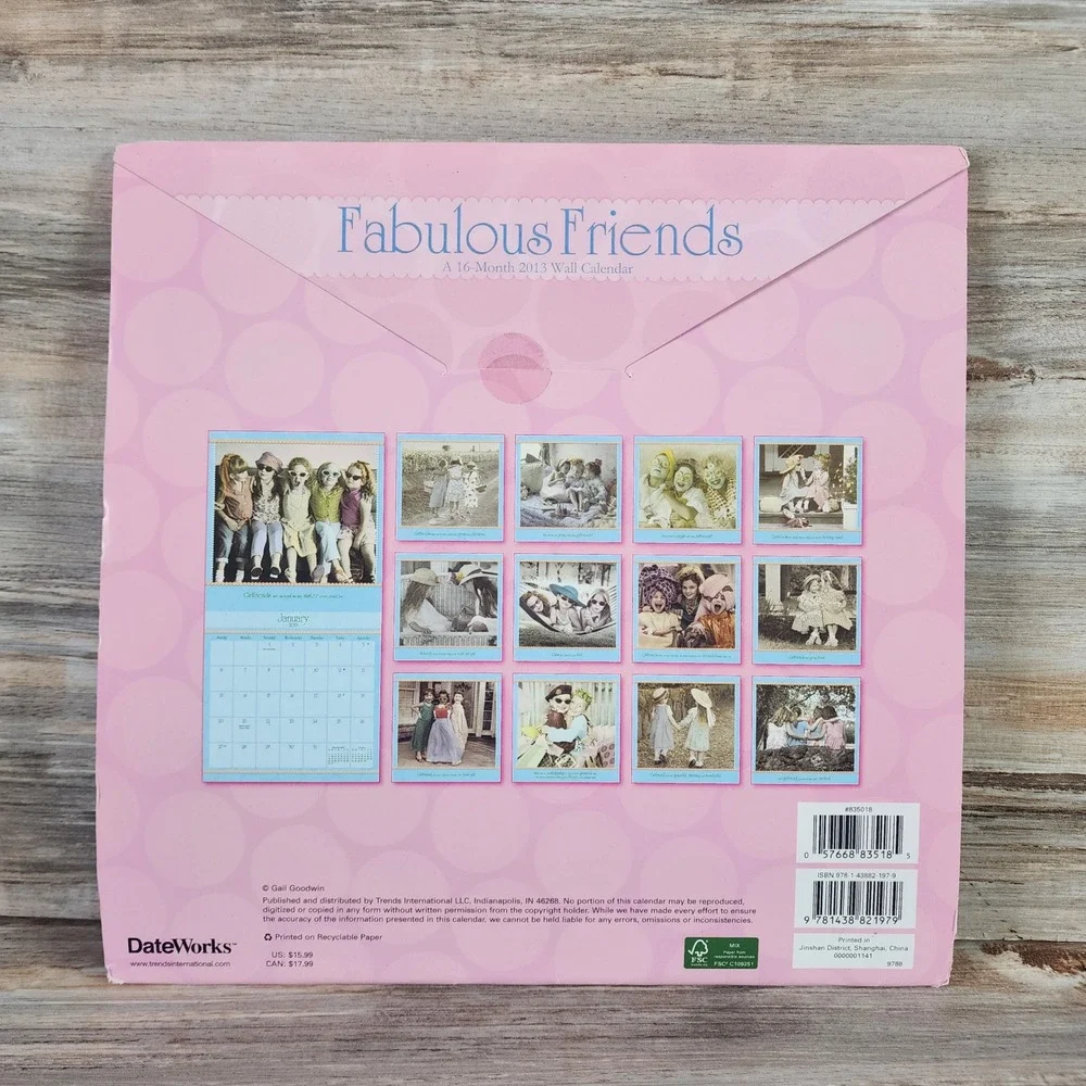 Fabulous Friends 2013 Wall Calendar Gail Goodwin Vintage Style Photography Pink